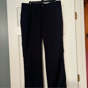 Women’s LEE Navy Pin-Stripe Pants, size 14, straight leg, mid-rise